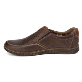 KOMODO Zapatos de cuero para hombres Openwork casual 854/l/2 marrón 1