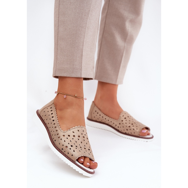 S.Barski Ballerinas de cuero con dedos desnudos S. Barski LR51-922 Oro dorado 2