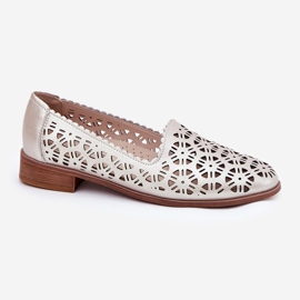 S.Barski Cuero Openwork para mujeres Mocasins S. Barski LR51-646 PLN dorado 4