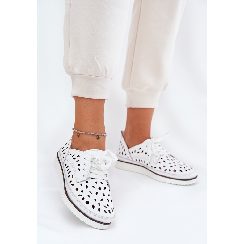 S.Barski Zapatos de cuero para mujeres S. Barski LR51-610 White blanco 2