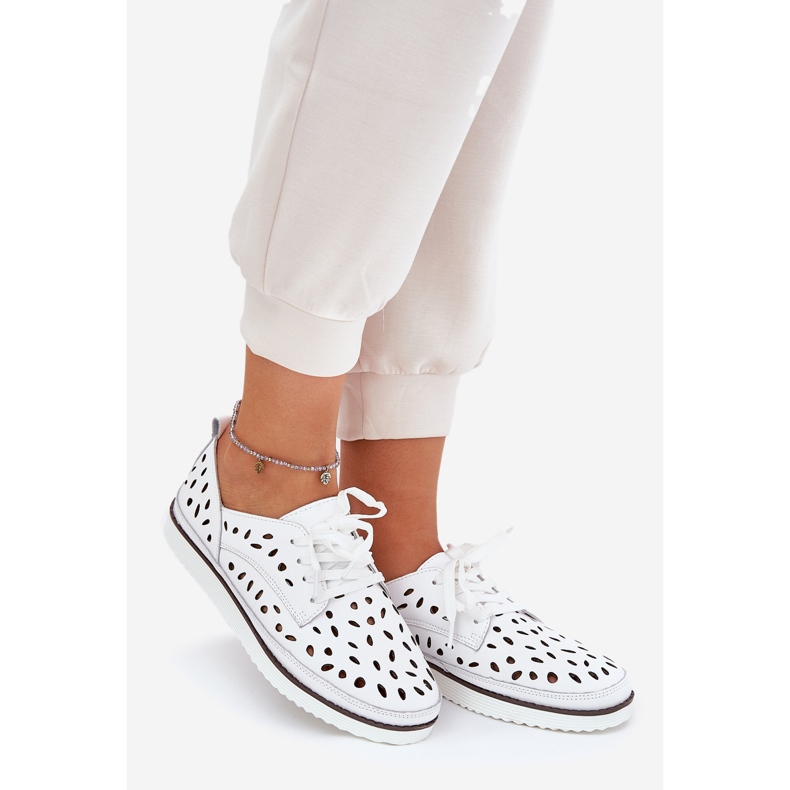 S.Barski Zapatos de cuero para mujeres S. Barski LR51-610 White blanco 1