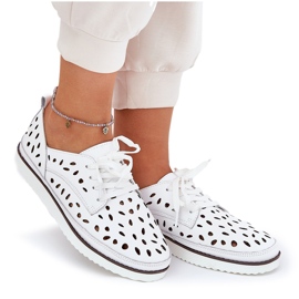 S.Barski Zapatos de cuero para mujeres S. Barski LR51-610 White blanco 10