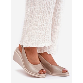 S.Barski Sandalias de cuero para mujeres en la cuña S. Barski LR51-539 PLN dorado 1