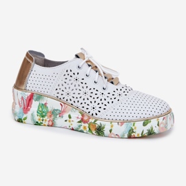 Zapatos de cuero para mujeres para Artiker 56C1800 White and Gold blanco 4