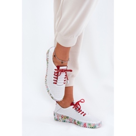 Zapatos de cuero en la plataforma estampada Artiker 54C1567 Blanco y rojo 7