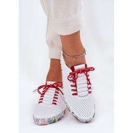 Zapatos de cuero en la plataforma estampada Artiker 54C1567 Blanco y rojo 4