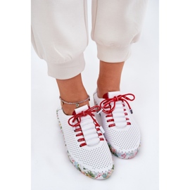 Zapatos de cuero en la plataforma estampada Artiker 54C1567 Blanco y rojo 6