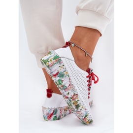 Zapatos de cuero en la plataforma estampada Artiker 54C1567 Blanco y rojo 9