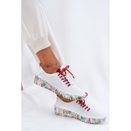 Zapatos de cuero en la plataforma estampada Artiker 54C1567 Blanco y rojo 10