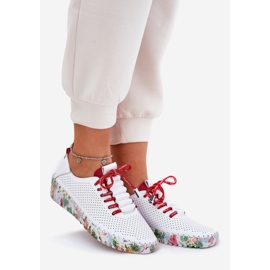 Zapatos de cuero en la plataforma estampada Artiker 54C1567 Blanco y rojo 1