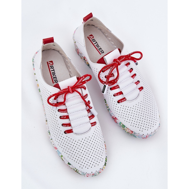Zapatos de cuero en la plataforma estampada Artiker 54C1567 Blanco y rojo 2 Zapatos de cuero en la plataforma estampada Artiker 54C1567 Blanco y rojo 2