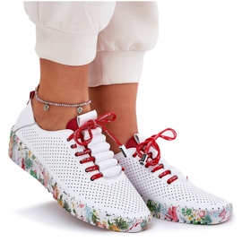 Zapatos de cuero en la plataforma estampada Artiker 54C1567 Blanco y rojo 11