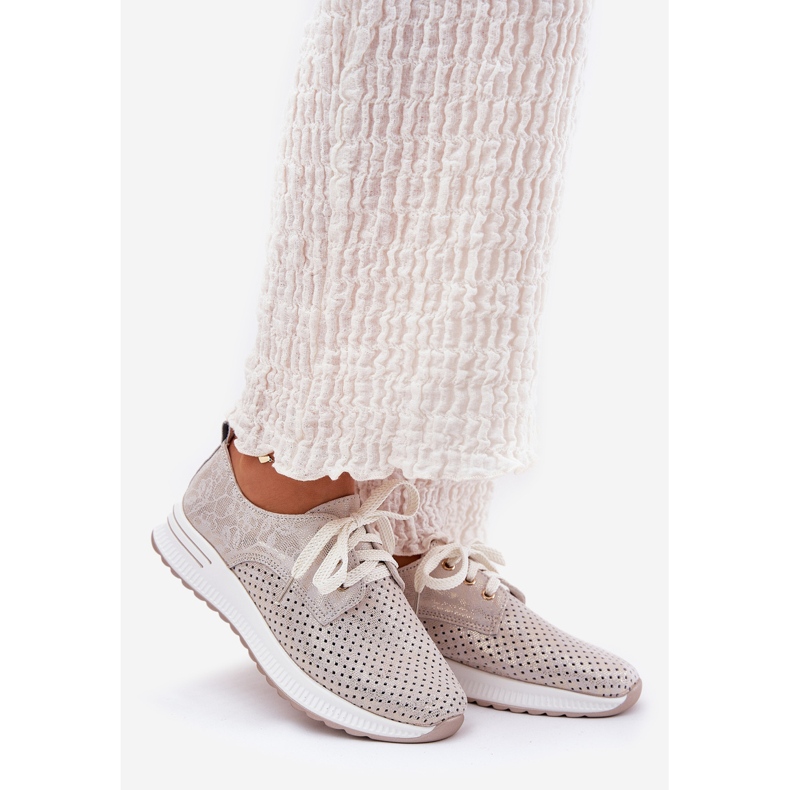 Zapatos de mujer de cuero en la plataforma Artiker 56C2113 Beige-Gold 1