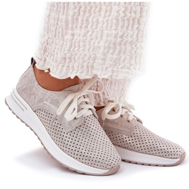 Zapatos de mujer de cuero en la plataforma Artiker 56C2113 Beige-Gold 9