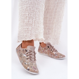 ARTIKER Zapatos de mujer hechos de arte estampado de cuero natural 56C2689 beige 2