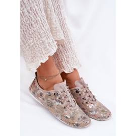 ARTIKER Zapatos de mujer hechos de arte estampado de cuero natural 56C2689 beige 7