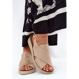 Jezzi Sandalias para mujeres con cuero ecológico dorado 3