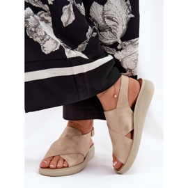 Jezzi Sandalias para mujeres con cuero ecológico dorado 5