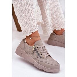 Vinceza Zapatillas deportivas de cuero de zapatillas en la plataforma con el Vincez Castle 88019 Dark Beige 7