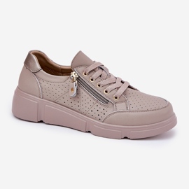 Vinceza Zapatillas deportivas de cuero de zapatillas en la plataforma con el Vincez Castle 88019 Dark Beige 4