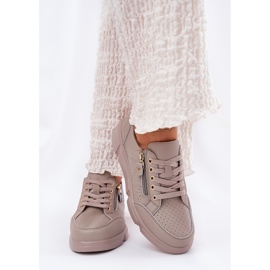 Vinceza Zapatillas deportivas de cuero de zapatillas en la plataforma con el Vincez Castle 88019 Dark Beige 3