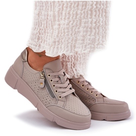 Vinceza Zapatillas deportivas de cuero de zapatillas en la plataforma con el Vincez Castle 88019 Dark Beige 8