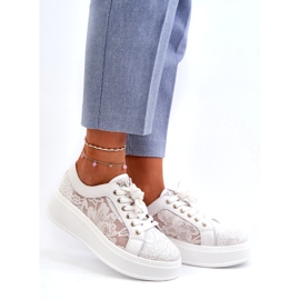 S.Barski Zapatillas de deporte de encaje para mujeres en la plataforma S. Barski Hy51-059 White blanco 2