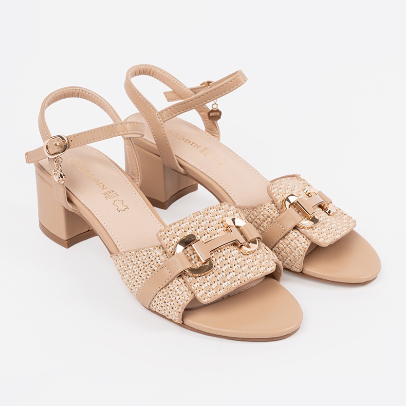 Goodin Sandalias de mujeres beige en el poste mediano 1 Goodin Sandalias de mujeres beige en el poste mediano 1
