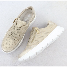 Zapatos deportivos femeninos beige dorado rieker n1316-90 3