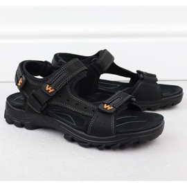 Sandalias de cuero para hombres para velcro Vanhorn 28302 negro 1