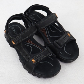Sandalias de cuero para hombres para velcro Vanhorn 28302 negro 4