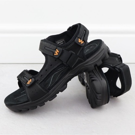 Sandalias de cuero para hombres para velcro Vanhorn 28302 negro 2