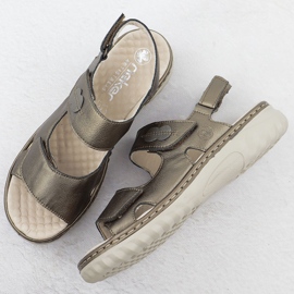 Sandalias de cuero para mujeres con velcro marrón rieker 60462-90 3