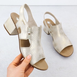 Sandalias de tacones de mujer Golden Rieker 64665-60 dorado 1