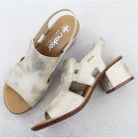Sandalias de tacones de mujer Golden Rieker 64665-60 dorado 3
