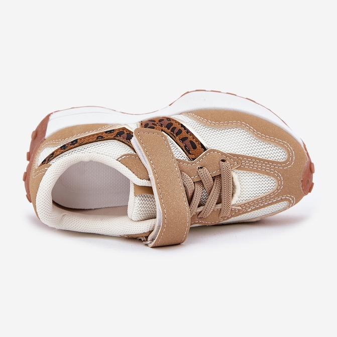 Zapatillas para niños en el leopardo velcro beige 2