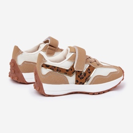 Zapatillas para niños en el leopardo velcro beige 3