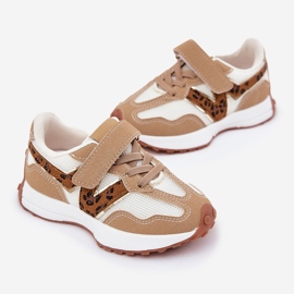 Zapatillas para niños en el leopardo velcro beige 5