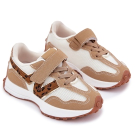Zapatillas para niños en el leopardo velcro beige 7