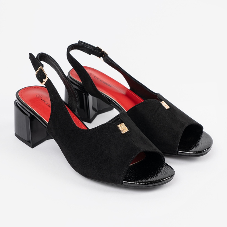 Goodin Sandalias de ante negras negro 1