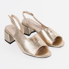 Goodin Sandalias doradas de gamuza Tacones de oro dorado 2