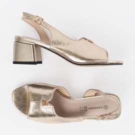 Goodin Sandalias doradas de gamuza Tacones de oro dorado 3