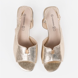Goodin Sandalias doradas de gamuza Tacones de oro dorado 1