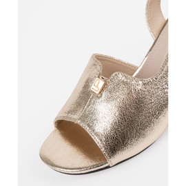 Goodin Sandalias doradas de gamuza Tacones de oro dorado 4