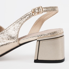 Goodin Sandalias doradas de gamuza Tacones de oro dorado 5