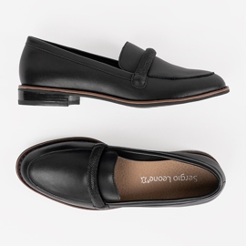 Mocasines negros con inserto de cuero Sergio Leone 3
