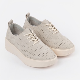 Sergio Leone Openwork Leather Zapatos beige 2