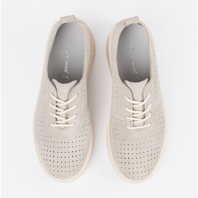 Sergio Leone Openwork Leather Zapatos beige 1