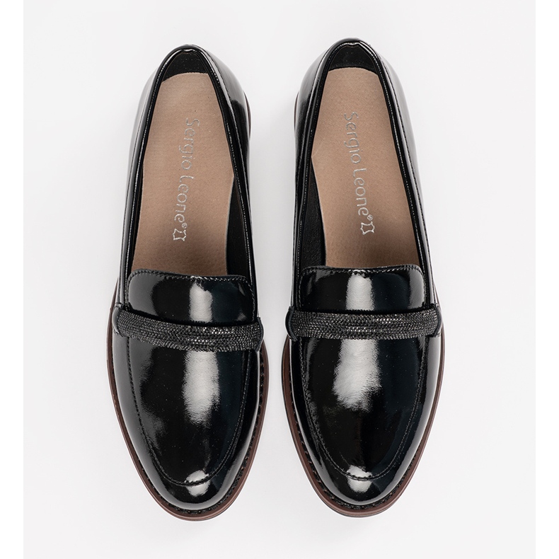 Mocasines con inserto de cuero negro Sergio Leone 2