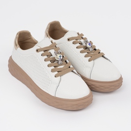 Zapatillas blancas y beige con alfileres de cuero Sergio Leone blanco 3